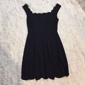 Black Scalloped Mini Dress